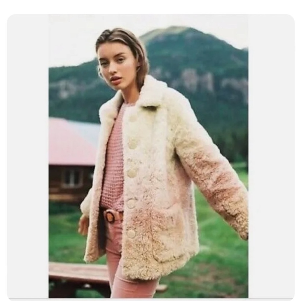 Anthropologie ombré fux fur coat